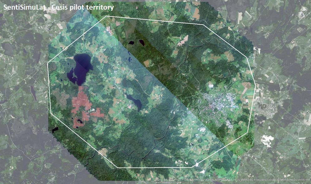 Cēsu novada pilotteritorija redzamās gaismas attēlu mozaīkā, kas izveidots, izmantojot augstas izšķirtspējas RGB datus. Attēls: VRI